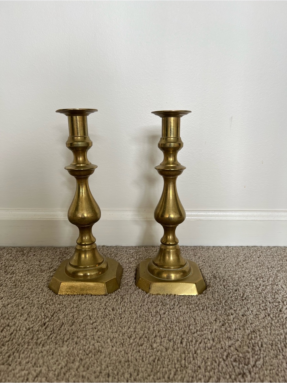 Vintage Brass Candlesticks - Pair